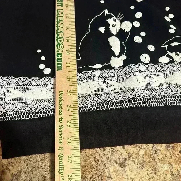 Vintage Active Elements Womens Sweater Cat And Fish Pattern XL Black And White - Picture 7 of 16